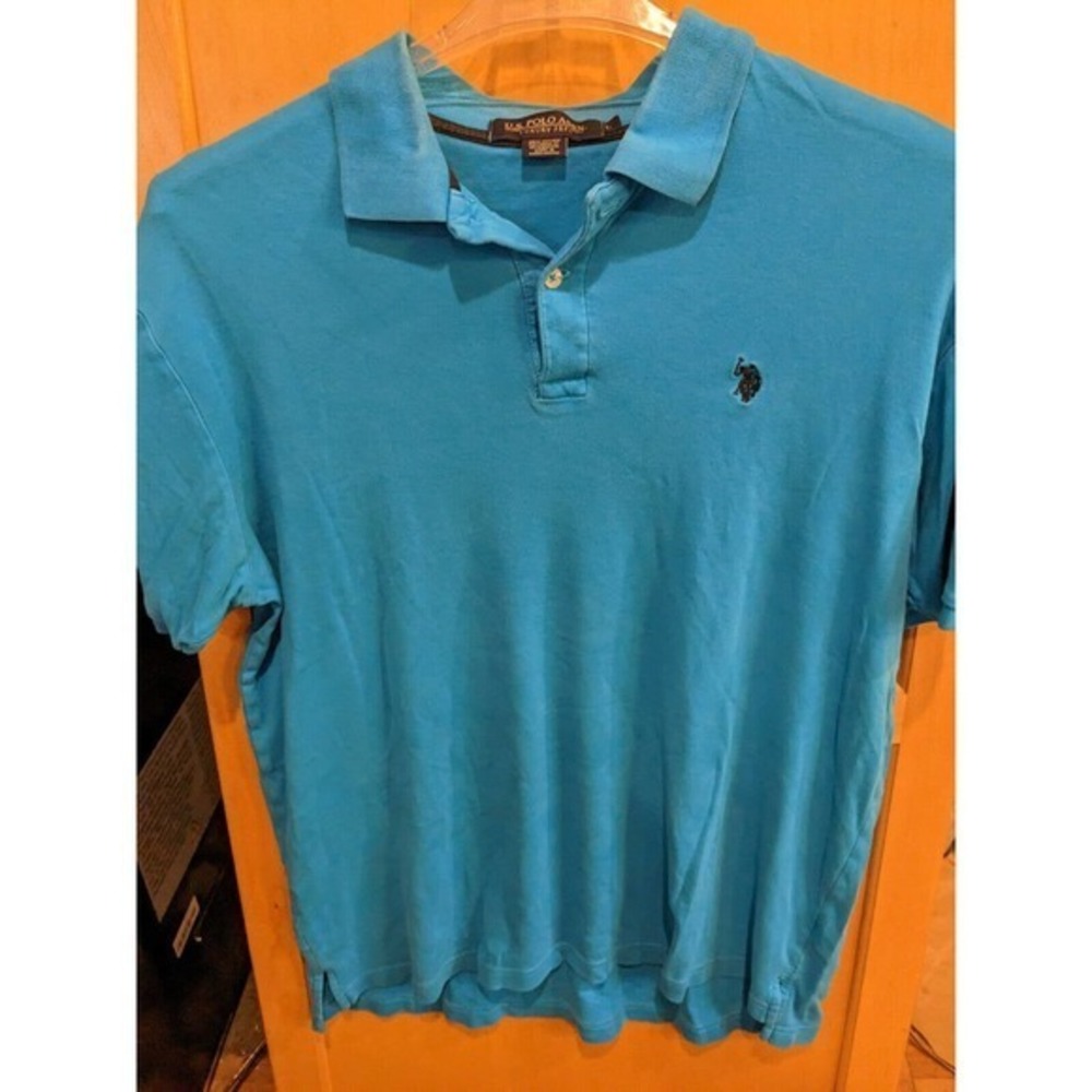 LOT‎ of 2 US Polo Association Men's Polo Shirt Size Large Blue Short Sleeves - Picture 3 of 4